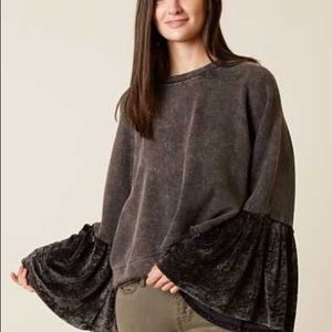 Free People Velvet Bell Sleeve Pullover size M